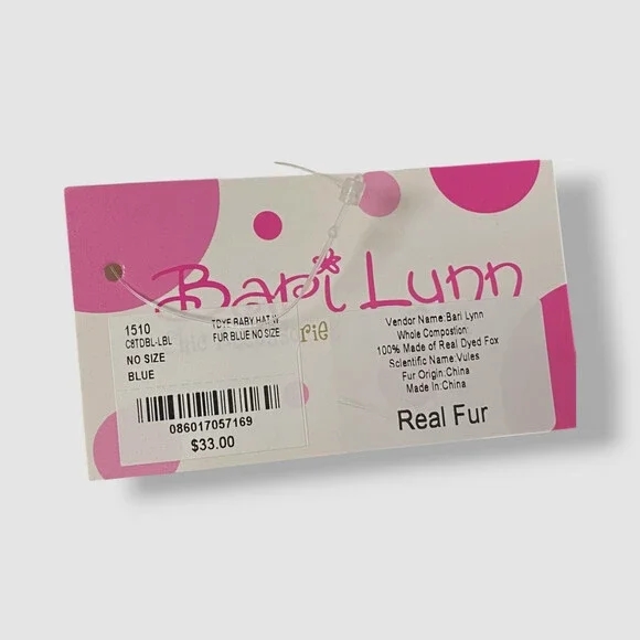 Bari Lynn Baby Girl's Blue Knit Fur Tie-Dye Pompom Beanie Hat Size 0-6M - Picture 2 of 2